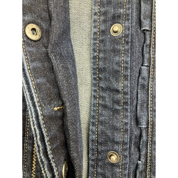 CHICO'S PLATINUM Denim Jean Jacket Blue Ruffle Detail Sz 0 - Picture 5 of 9